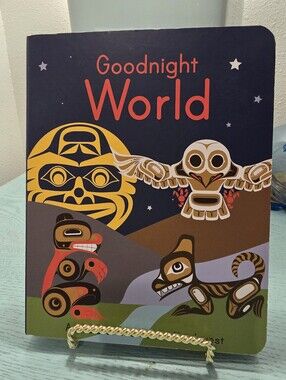 Goodnight World Board Book - Navy, Yellow, Brown Accents